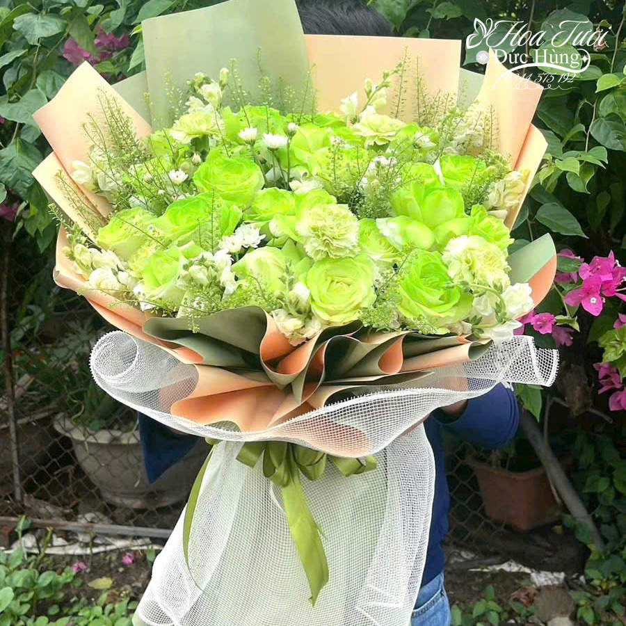 Hoa Bó Hồng Màu Xanh